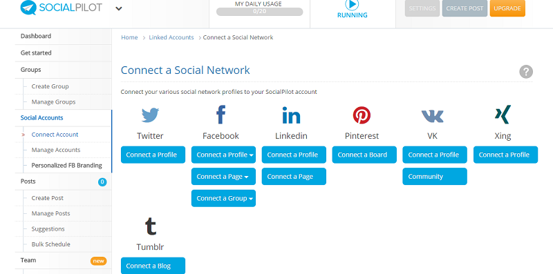 social platform allow by social pilot