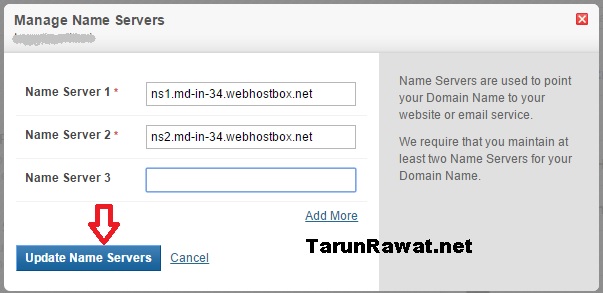 add name server in manage name servers