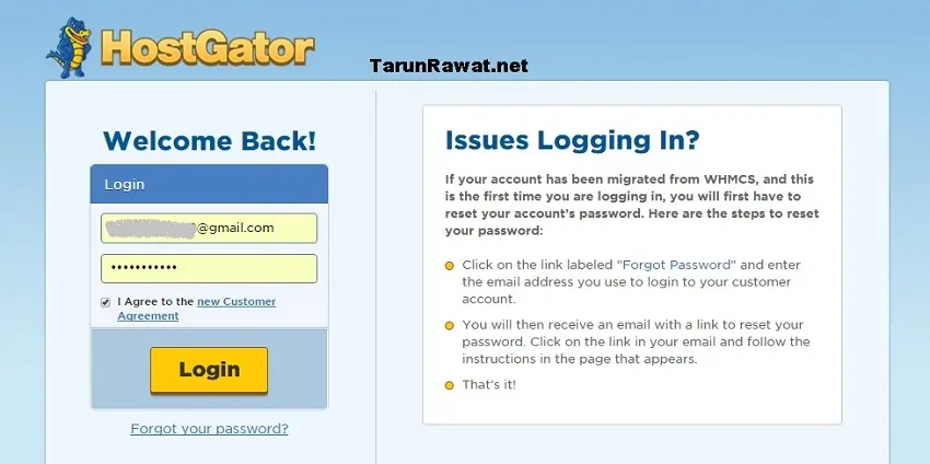 log in to your hosting