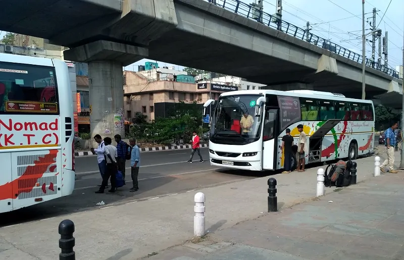 R K Ashram Marg Delhi Metro Station. Bus stand was below metro station.